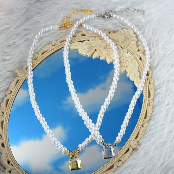 pendant necklaces korean elegant pearl clavicle chain collar for women vintage simple lock luxury jewelry party gift, Silver
pendant necklaces korean elegant pearl clavicle chain collar for women vintage simple lock luxury jewelry party gift, Silver