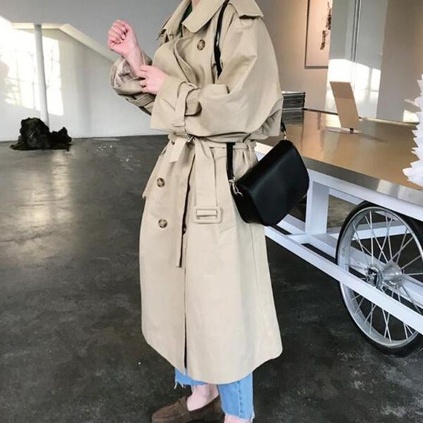 women's trench coats 2021 autumn women double breasted long coat khaki with belt classic casual office lady business outwear fall, Tan;black
women's trench coats 2021 autumn women double breasted long coat khaki with belt classic casual office lady business outwear fall, Tan;black