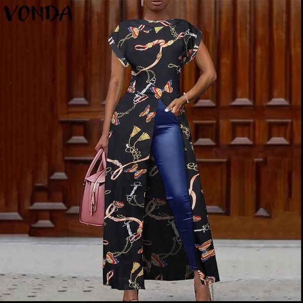 vonda split women shirt hem blouse tunic vintage printed long shirts summer female casual party plus size blusas, White
vonda split women shirt hem blouse tunic vintage printed long shirts summer female casual party plus size blusas, White