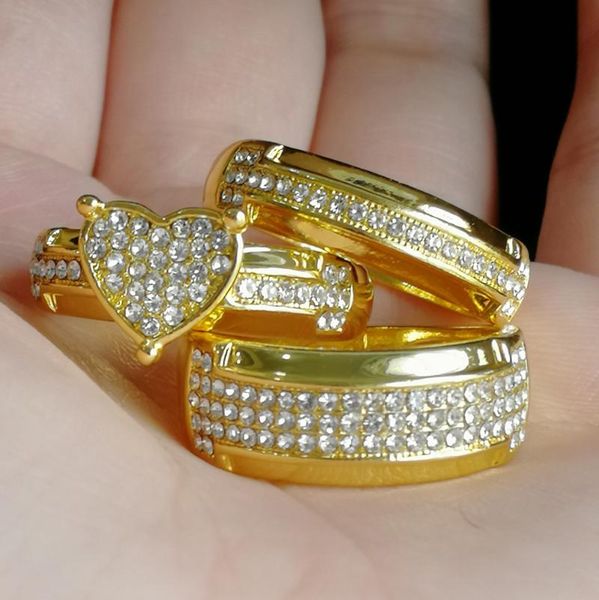 cluster rings alloy gold-plated three-piece set inlaid with zircon fine brick love couple ring european and american jewelry, Golden;silver
cluster rings alloy gold-plated three-piece set inlaid with zircon fine brick love couple ring european and american jewelry, Golden;silver