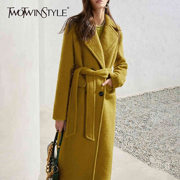 twotwinstyle vintage solid tweed coat for women lapel long sleeve sashes double breasted coats female fashion clothing 210517, Black
twotwinstyle vintage solid tweed coat for women lapel long sleeve sashes double breasted coats female fashion clothing 210517, Black