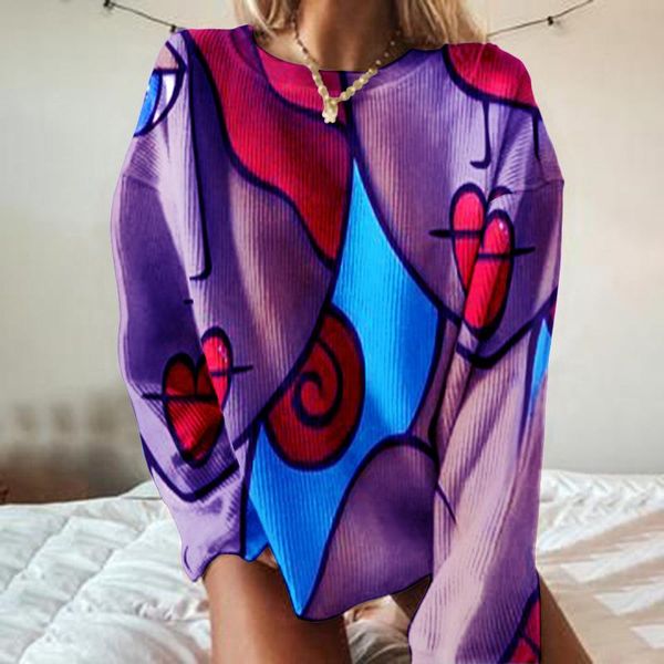 women's sweaters fashion casual loose spliced geometric print long-sleeve o-neck pullover multicolor for autumn ladies, White;black
women's sweaters fashion casual loose spliced geometric print long-sleeve o-neck pullover multicolor for autumn ladies, White;black