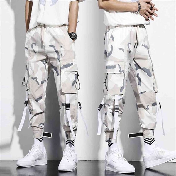 camouflage military cargo fashion casual women pant techwear hip hop harem male joggers streetwear sport sweatpants punk, Black