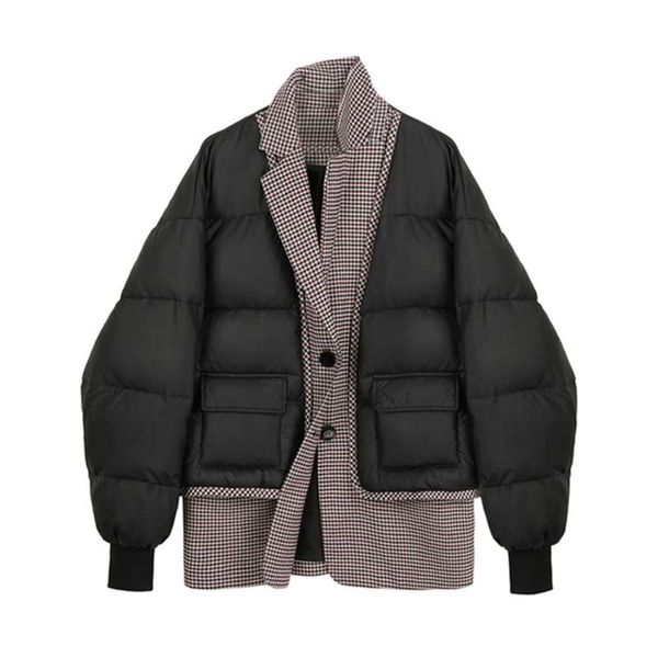women's jacket oversize outwear plaid stitching black lapel long sleeve loose fit jacket fashion autumn winter 210927
women's jacket oversize outwear plaid stitching black lapel long sleeve loose fit jacket fashion autumn winter 210927