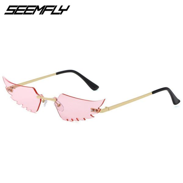 seemfly fashion wing flame sunglasses claasic women rimless metal frame party decoration sun glasses uv400 shades google eyewear, White;black
seemfly fashion wing flame sunglasses claasic women rimless metal frame party decoration sun glasses uv400 shades google eyewear, White;black