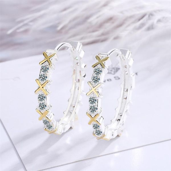 hoop & huggie kofsac simple round zircon x letter color separation ear buckle lady jewelry 925 sterling silver earrings for women accessorie, Golden;silver
hoop & huggie kofsac simple round zircon x letter color separation ear buckle lady jewelry 925 sterling silver earrings for women accessorie, Golden;silver