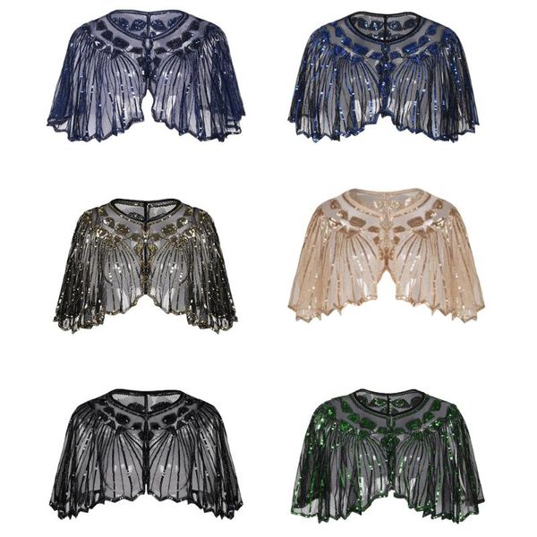 scarves vintage 1920s flapper shawl women sequin short cape gatsby party mesh cover up dress poncho shiny shawls wrap accessory, Blue;gray
scarves vintage 1920s flapper shawl women sequin short cape gatsby party mesh cover up dress poncho shiny shawls wrap accessory, Blue;gray