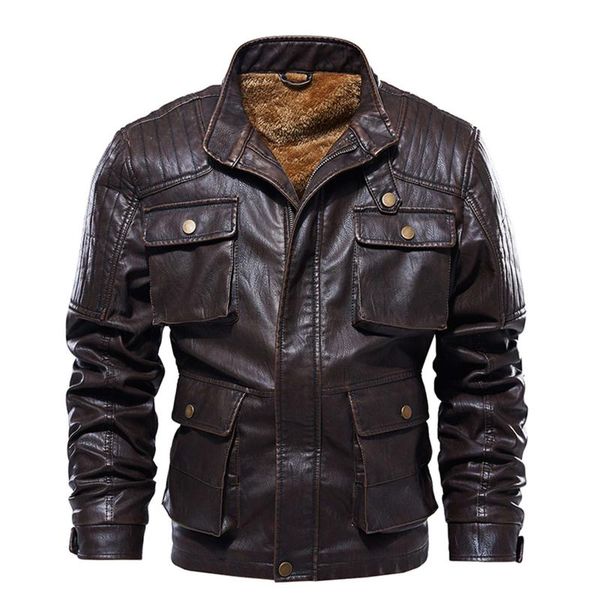 men's jackets autumn&winter solid color long sleeved stand-up collar leather jacket men clothing chaquetasjaqueta masculina, Black;brown
men's jackets autumn&winter solid color long sleeved stand-up collar leather jacket men clothing chaquetasjaqueta masculina, Black;brown