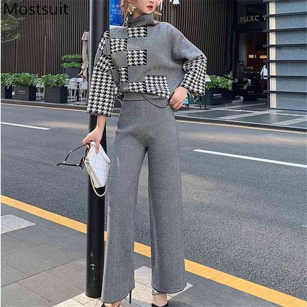 spring houndstooth knitted 2 piece sets outfits women turtleneck + wide leg pants suits fashion elegant office 210518, White
spring houndstooth knitted 2 piece sets outfits women turtleneck + wide leg pants suits fashion elegant office 210518, White