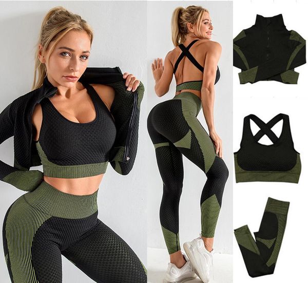 3 pcs tracksuits designer womens yoga suit gym sportswear fitness sport bra coat leggings outfits outdoor workout set fashion track pant tec, Gray
3 pcs tracksuits designer womens yoga suit gym sportswear fitness sport bra coat leggings outfits outdoor workout set fashion track pant tec, Gray