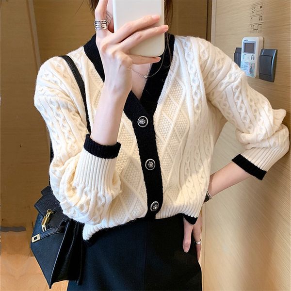 luxury women's jackets twist sweater coat women's 2021 autumn winter contrast loose v-neck short knitted cardigan, Black;brown
luxury women's jackets twist sweater coat women's 2021 autumn winter contrast loose v-neck short knitted cardigan, Black;brown