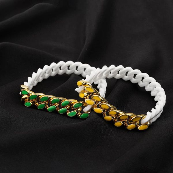 link, chain 2021 enamel green orange yellow colorful caban bracelet for women chunky silicon bracelets hip hop jewelry men, Black
link, chain 2021 enamel green orange yellow colorful caban bracelet for women chunky silicon bracelets hip hop jewelry men, Black