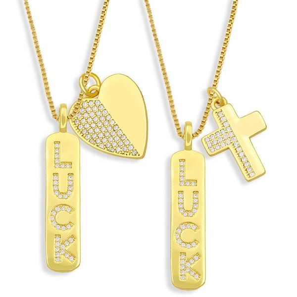 pendant necklaces 2021 luck letters necklace cross gold charm fine chain lucky clavicle for women party fashion gift, Silver
pendant necklaces 2021 luck letters necklace cross gold charm fine chain lucky clavicle for women party fashion gift, Silver