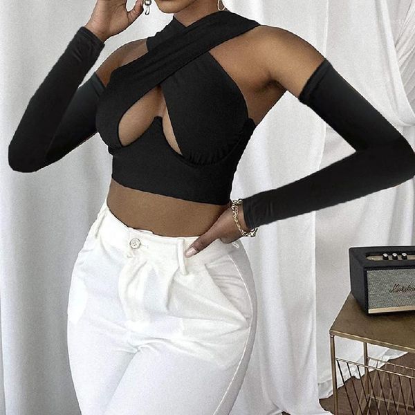 women's tanks & camis fashion wild tank solid color wrapped chest cross hollow skinny cropped vest with separate sleeves, White
women's tanks & camis fashion wild tank solid color wrapped chest cross hollow skinny cropped vest with separate sleeves, White