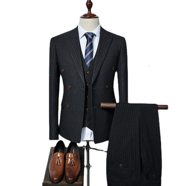 men's suits & blazers formal striped suit, 3-piece double button bridegroom's wedding (jacket, vest and trousers), White;black
men's suits & blazers formal striped suit, 3-piece double button bridegroom's wedding (jacket, vest and trousers), White;black