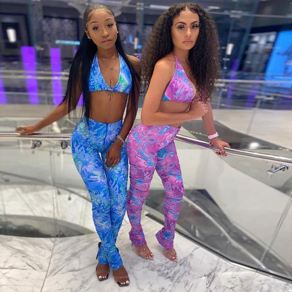 summer tie dye print womenpant bra matching set spaghetti halter crop and pencil pants two piece yoga outfits, White
summer tie dye print womenpant bra matching set spaghetti halter crop and pencil pants two piece yoga outfits, White