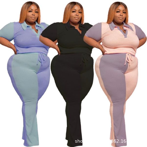 plus size tracksuits casual suit 3xl fashion turn down collar color matching lace-up pants sets two piece women wholesale drop, Black
plus size tracksuits casual suit 3xl fashion turn down collar color matching lace-up pants sets two piece women wholesale drop, Black