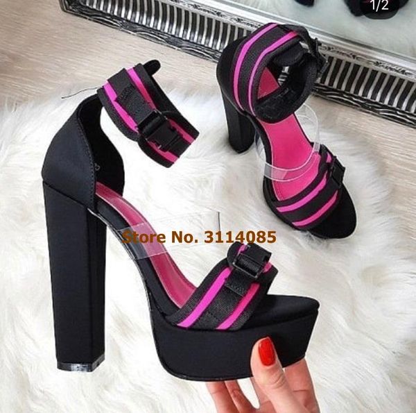 women luxurious chunky heels platform sandals shoes wide ankle buckle strap pumps gladiator patchwork vogue banquet, Black
women luxurious chunky heels platform sandals shoes wide ankle buckle strap pumps gladiator patchwork vogue banquet, Black