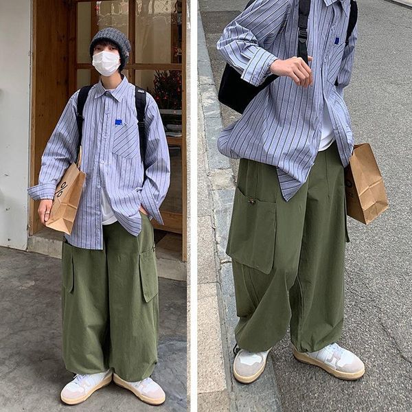 men's pants 2021 pure color big pocket casual japanese streetwear cargo straight fashion trend loose male trousers m-2xl, Black
men's pants 2021 pure color big pocket casual japanese streetwear cargo straight fashion trend loose male trousers m-2xl, Black