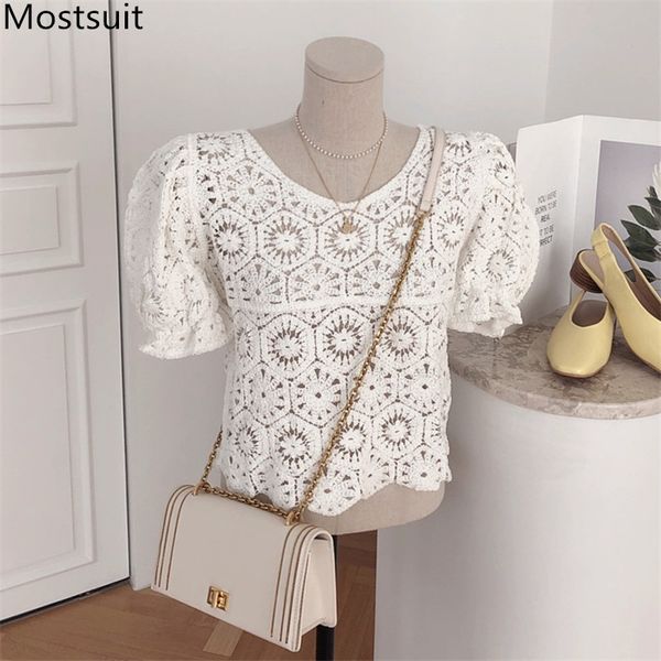 summer korean hollow blouses women puff sleeve o-neck fashion elegant ladies pullovers shirts blusas mujer 210518, White
summer korean hollow blouses women puff sleeve o-neck fashion elegant ladies pullovers shirts blusas mujer 210518, White