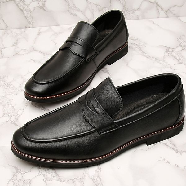 shoes men's leather shoes formal busins casual single, Black 
shoes men's leather shoes formal busins casual single, Black