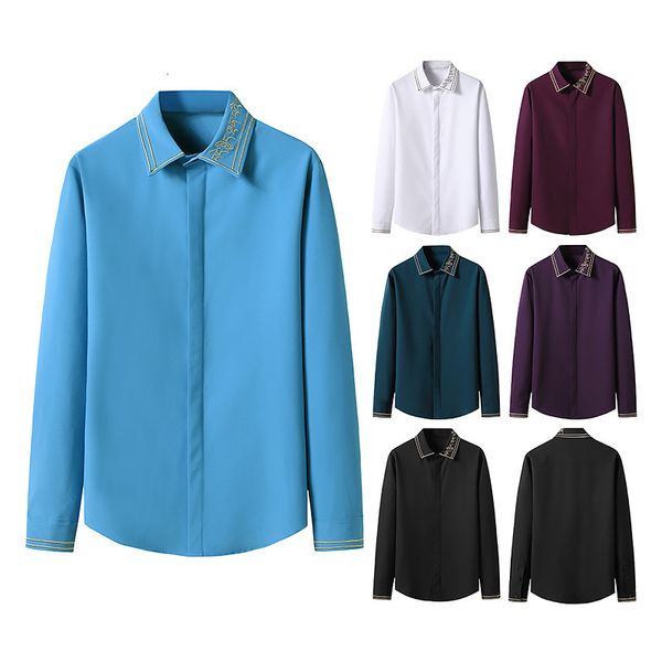 Men's long embroidered turn down collar cardigan shirt color matching single-breasted type tops, White;black
Men's long embroidered turn down collar cardigan shirt color matching single-breasted type tops, White;black