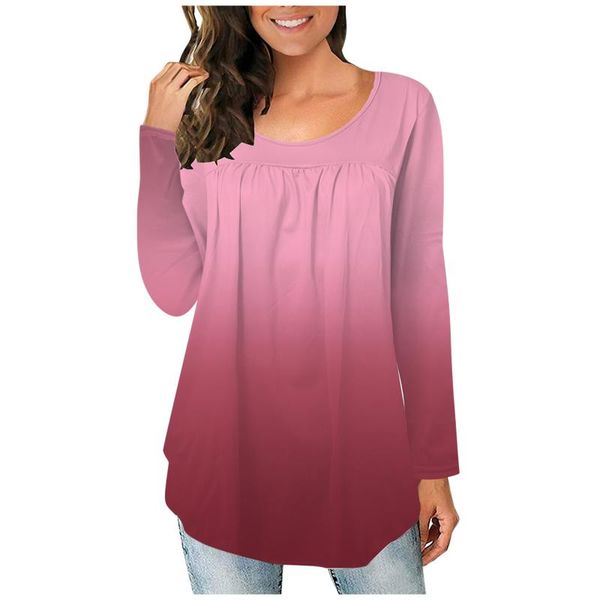 women's blouses & shirts 40# oversized gradient color blouse women long sleeve o neck loose for basic elegant pleated blouse blusa, White
women's blouses & shirts 40# oversized gradient color blouse women long sleeve o neck loose for basic elegant pleated blouse blusa, White