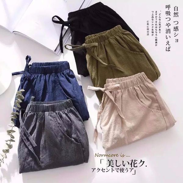 women's shorts women summer flax cotton and linen trousers high waist lady's loose comfortable breeches girls' casual garment, White;black
women's shorts women summer flax cotton and linen trousers high waist lady's loose comfortable breeches girls' casual garment, White;black