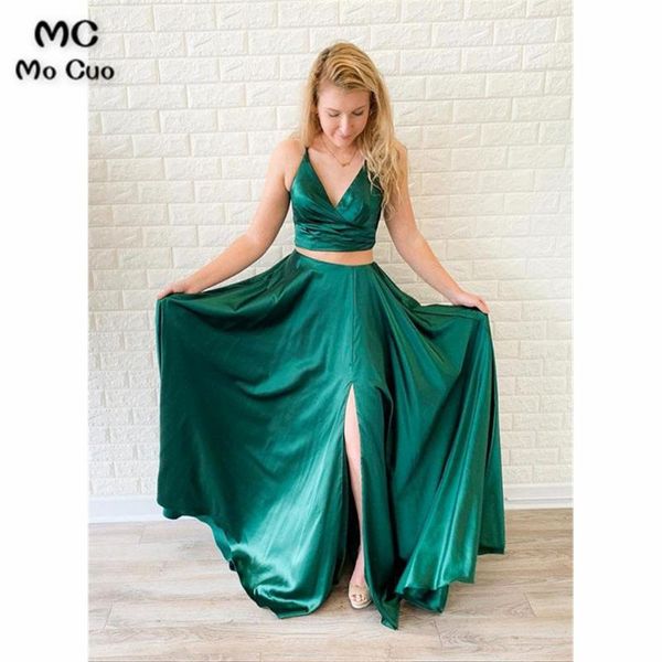 party dresses two pieces gown prom spaghetti straps evening front slit floor length dress for women custom made, White;black
party dresses two pieces gown prom spaghetti straps evening front slit floor length dress for women custom made, White;black