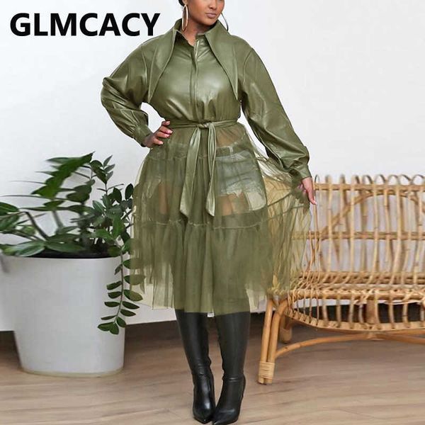 women turn down collar belt mesh splicing dress autumn chic dresses 210702, Black;gray
women turn down collar belt mesh splicing dress autumn chic dresses 210702, Black;gray