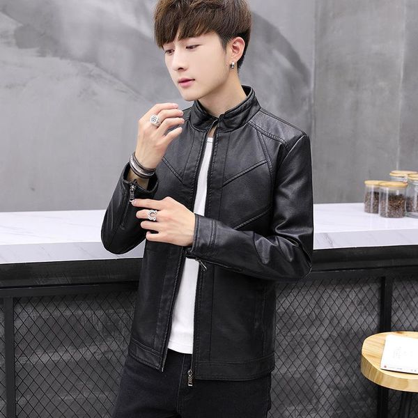 men's fur & faux autumn and winter leather jacket slim stand collar youth casual pu, Black
men's fur & faux autumn and winter leather jacket slim stand collar youth casual pu, Black