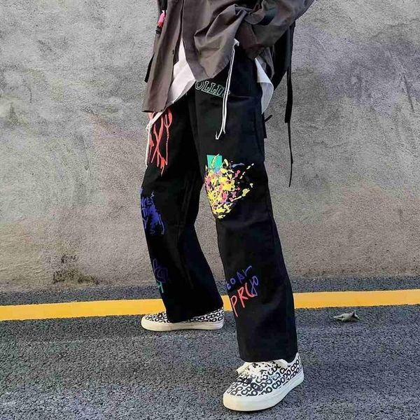 man casual long pants for women korean high street graffiti printing straight elastic waist overalls trousers men's, Black
man casual long pants for women korean high street graffiti printing straight elastic waist overalls trousers men's, Black
