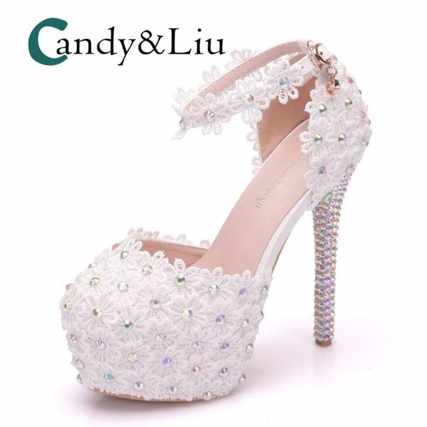 white lace wedding shoes sequin super high heel round toe women sandals with platform for party banquet evening dress large size, Black
white lace wedding shoes sequin super high heel round toe women sandals with platform for party banquet evening dress large size, Black