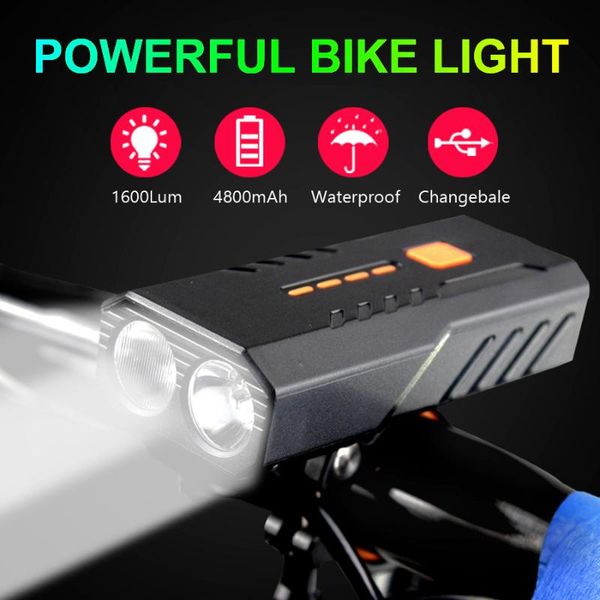 4800mah bicycle headlight 1600lm as power bank usb rechargeable bike light front waterproof mtb road lights
4800mah bicycle headlight 1600lm as power bank usb rechargeable bike light front waterproof mtb road lights