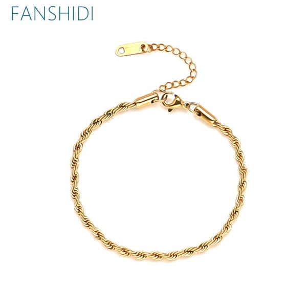 charm bracelets fanshidi twist chain stainless steel bracelet fine texture women jewelry gold color en acier inoxydable, Golden;silver 
charm bracelets fanshidi twist chain stainless steel bracelet fine texture women jewelry gold color en acier inoxydable, Golden;silver