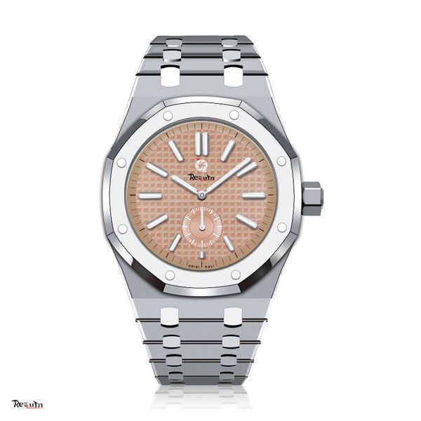 men's luxury automatic mechanical watch 15202 requin silver white stainless steel case brown 3-hand calendar grid dial folding clasp 45, Slivery;brown
men's luxury automatic mechanical watch 15202 requin silver white stainless steel case brown 3-hand calendar grid dial folding clasp 45, Slivery;brown