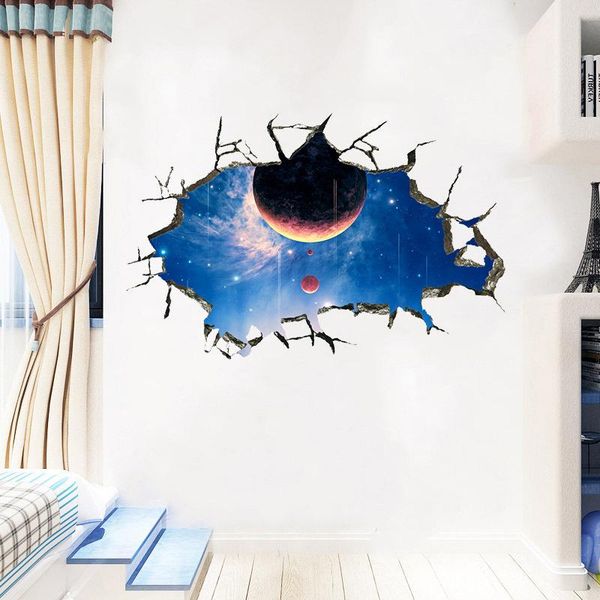 3d planet space night wall stickers for home decoration broken hole mural art diy kids room decals 
3d planet space night wall stickers for home decoration broken hole mural art diy kids room decals