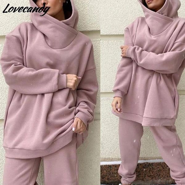 women's two piece pants women solid fleece tracksuit and hooded jogger set 2021 autumn winter female oversized casual sportswear suit, White
women's two piece pants women solid fleece tracksuit and hooded jogger set 2021 autumn winter female oversized casual sportswear suit, White