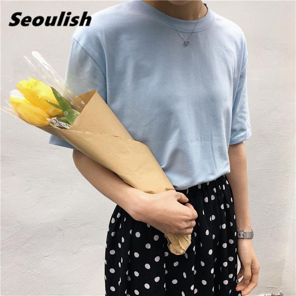 seoulish 2021 summer cotton short sleeve women's t-shirts basic multi color o-neck casual loose female solid shirts tee t-shirt, White
seoulish 2021 summer cotton short sleeve women's t-shirts basic multi color o-neck casual loose female solid shirts tee t-shirt, White