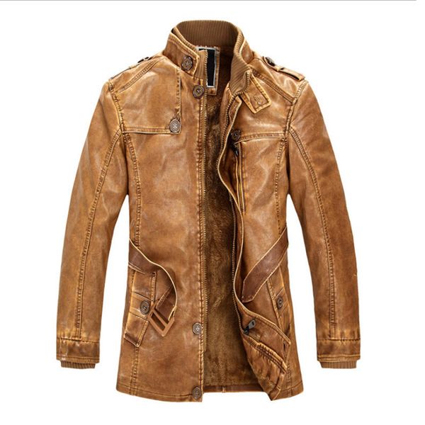 fashion leather autumn and winter men's medium length fur coat loose one washing process jacket, Black
fashion leather autumn and winter men's medium length fur coat loose one washing process jacket, Black
