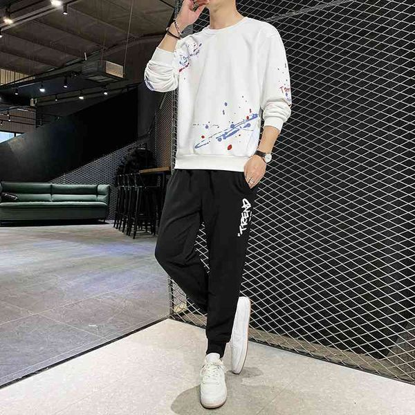 men's sweater set men's youth brand round neck korean graffiti printing long sleeve fashion leisure sports large men, Black
men's sweater set men's youth brand round neck korean graffiti printing long sleeve fashion leisure sports large men, Black