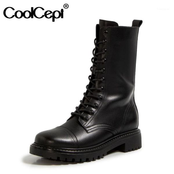 boots coolcept real leather women mid calf cross strap zipper shoes round toe winter warm party footwear size 35-391, Black
boots coolcept real leather women mid calf cross strap zipper shoes round toe winter warm party footwear size 35-391, Black