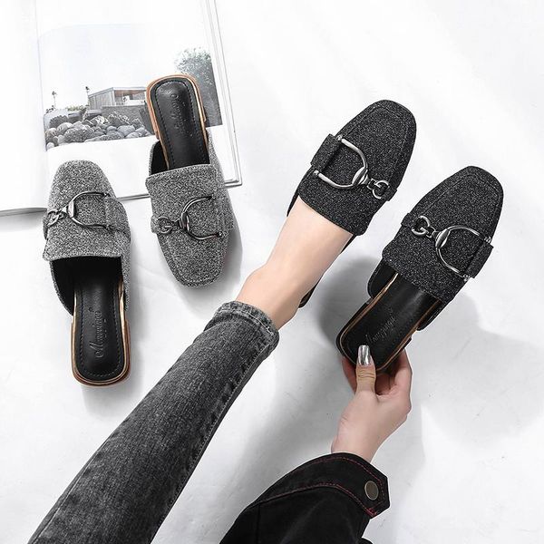 sandals lazy casual slippers solid color baotou half custom large size women's shoes thick heel fashion promotion, Black
sandals lazy casual slippers solid color baotou half custom large size women's shoes thick heel fashion promotion, Black