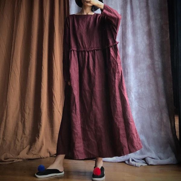 casual dresses johnature autumn solid color loose linen dress 2021 vintage women retro chinese style original full sleeve, Black;gray
casual dresses johnature autumn solid color loose linen dress 2021 vintage women retro chinese style original full sleeve, Black;gray