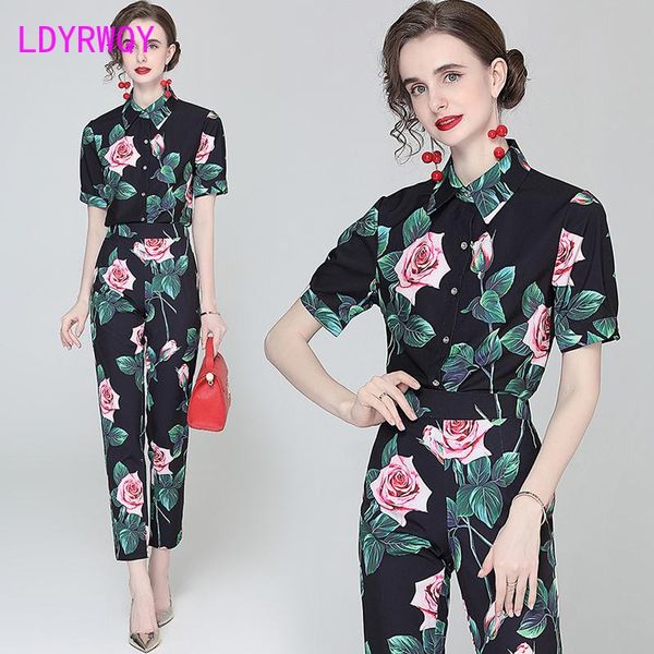 women's two piece pants ldyrwqy 2021 european and american printed short sleeve slim single-breasted + fashion two-piece set, White
women's two piece pants ldyrwqy 2021 european and american printed short sleeve slim single-breasted + fashion two-piece set, White