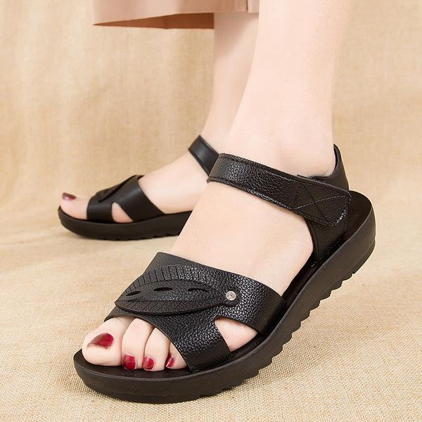 women flats loafers shoes soft ladies shoe sole fashion sandals 2021, Black