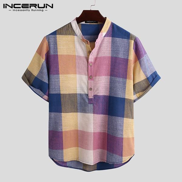mens plaid shirt short sleeve stand collar loose streetwear summer breathable brand shirts 2021 casual camisa masculina incerun men's, White;black
mens plaid shirt short sleeve stand collar loose streetwear summer breathable brand shirts 2021 casual camisa masculina incerun men's, White;black
