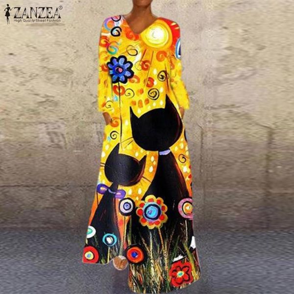 casual dresses zanzea plus size bohemian women autumn sundress female v neck long sleeve cat printed maxi dress robe femme vestidos kaftan, Black;gray
casual dresses zanzea plus size bohemian women autumn sundress female v neck long sleeve cat printed maxi dress robe femme vestidos kaftan, Black;gray