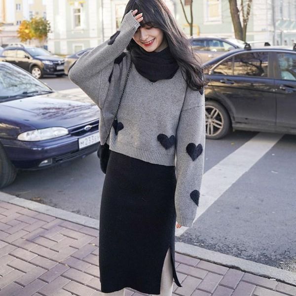 two piece dress casual loose fashion long sleeve gray knitted pullover sweater &bodycon black skirt suit set women autumn winter, White
two piece dress casual loose fashion long sleeve gray knitted pullover sweater &bodycon black skirt suit set women autumn winter, White