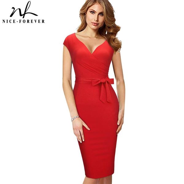 party dresses nice-forever summer women solid color v-neck cocktail elegant vintage bodycon dress b644, White;black
party dresses nice-forever summer women solid color v-neck cocktail elegant vintage bodycon dress b644, White;black